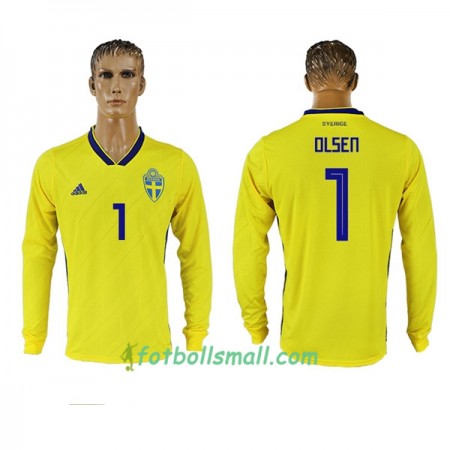 Sverige Fotbollströjor Olsen 1 WM 2018 Hemma tröja Långärmad